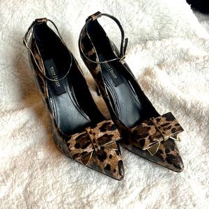 White House Black Market High Heels, Versatile Wear 2-Ways, Soft Leopard Print